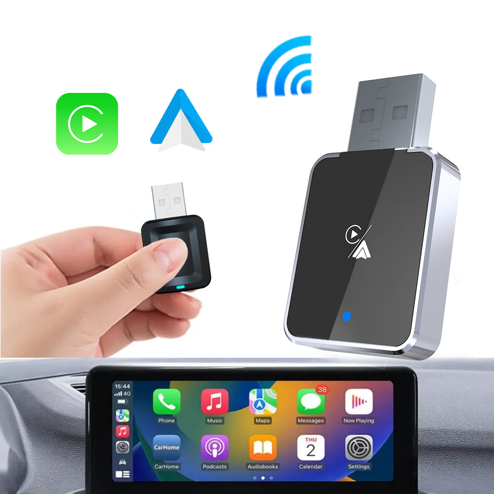 DIAMOOKY Wireless Carplay Adapter, Apple CarPlay and Android Auto Adapter 2 in 1 Convert Wired to Wireless, Plug and Play for iPhone 6+, iOS 10+ & Android 11+, Black