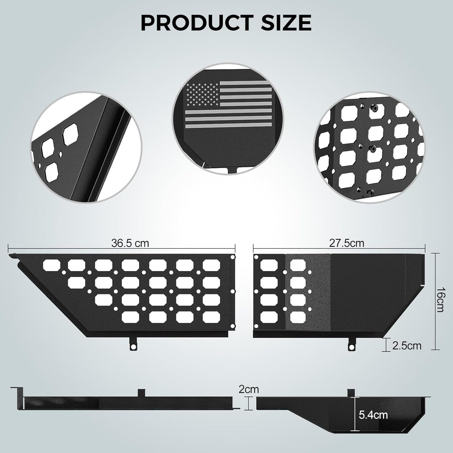 DIAMOOKY Metal Front Door Pocket Storage Box for Jeep Wrangler JL JLU 4XE 2018-2026 & Gladiator JT 2020-2023 2024 2025 2026 Accessories Door Storage Organizer Molle Panels (Not for Power Seats), 2PCS - image 9