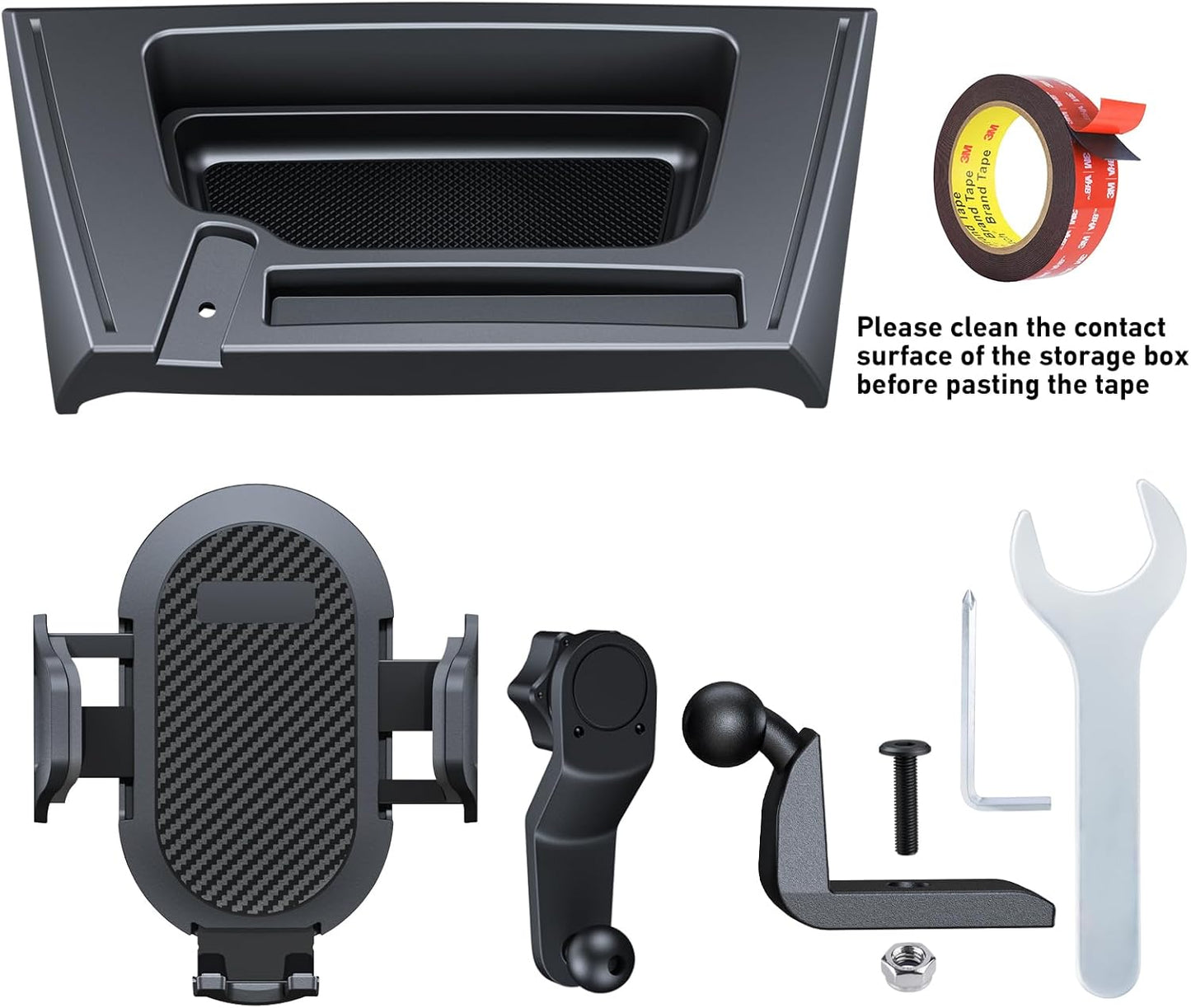 DIAMOOKY Phone Mount for 2011-2017 Jeep Wrangler JK JKU 360°Adjustable Phone Holder Dashboard Tray Storage Box System Kit