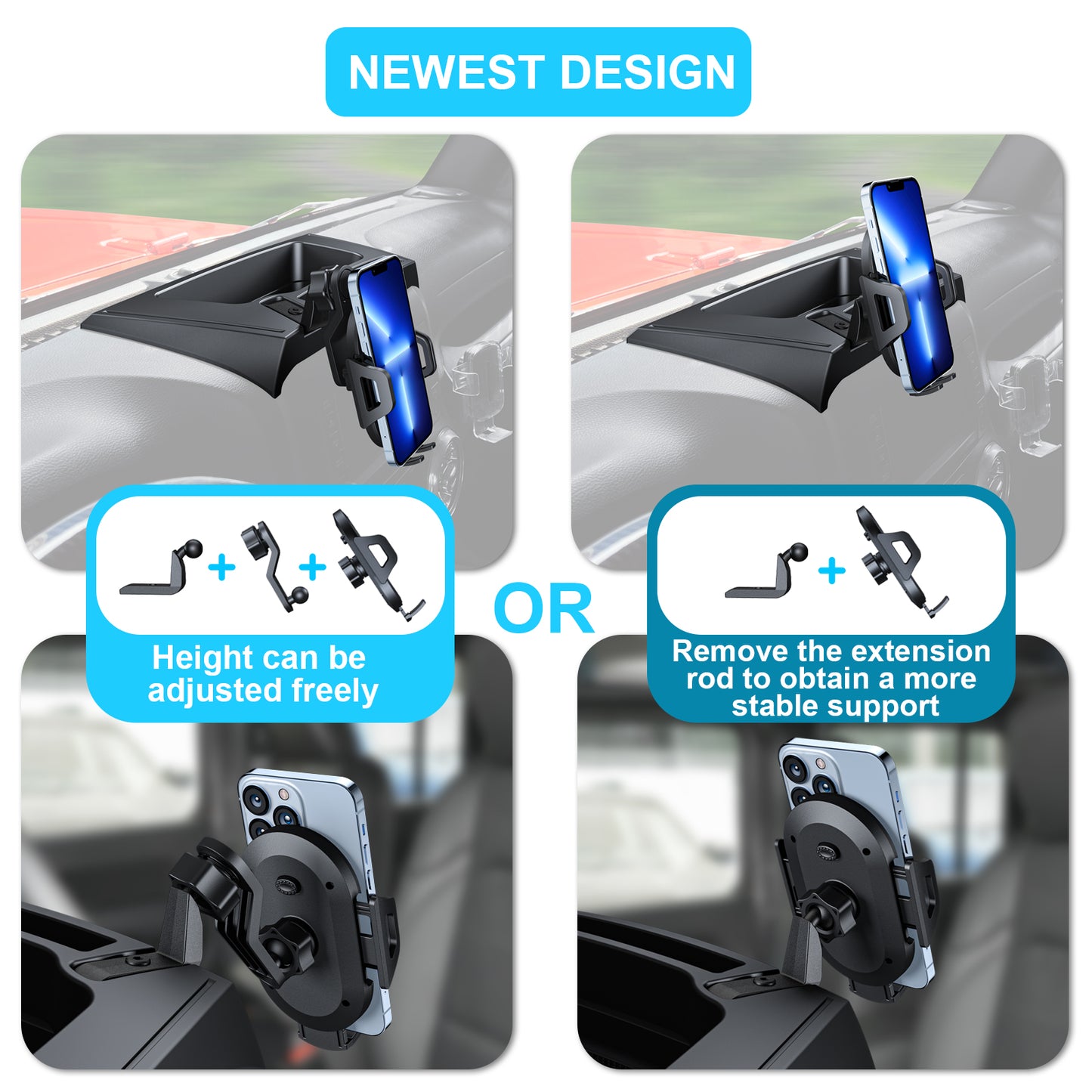 DIAMOOKY Upgraded Dash Multi-Mount Phone Holder Kit