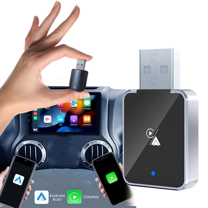 DIAMOOKY Wireless Carplay Adapter, Apple CarPlay and Android Auto Adapter 2 in 1 Convert Wired to Wireless, Plug and Play for iPhone 6+, iOS 10+ & Android 11+, Black