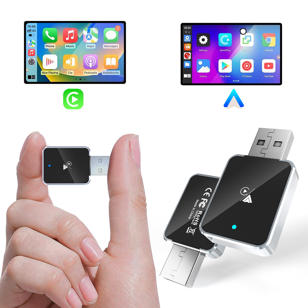 DIAMOOKY Wireless Carplay Adapter, Apple CarPlay and Android Auto Adapter 2 in 1 Convert Wired to Wireless, Plug and Play for iPhone 6+, iOS 10+ & Android 11+, Black