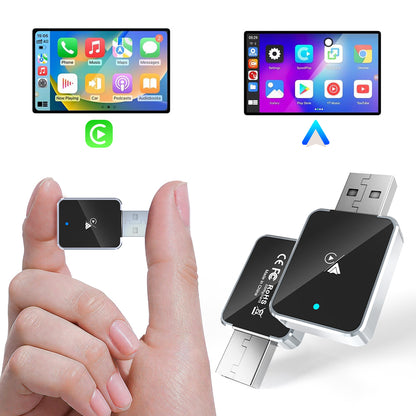 DIAMOOKY Wireless Carplay Adapter, Apple CarPlay and Android Auto Adapter 2 in 1 Convert Wired to Wireless, Plug and Play for iPhone 6+, iOS 10+ & Android 11+, Black