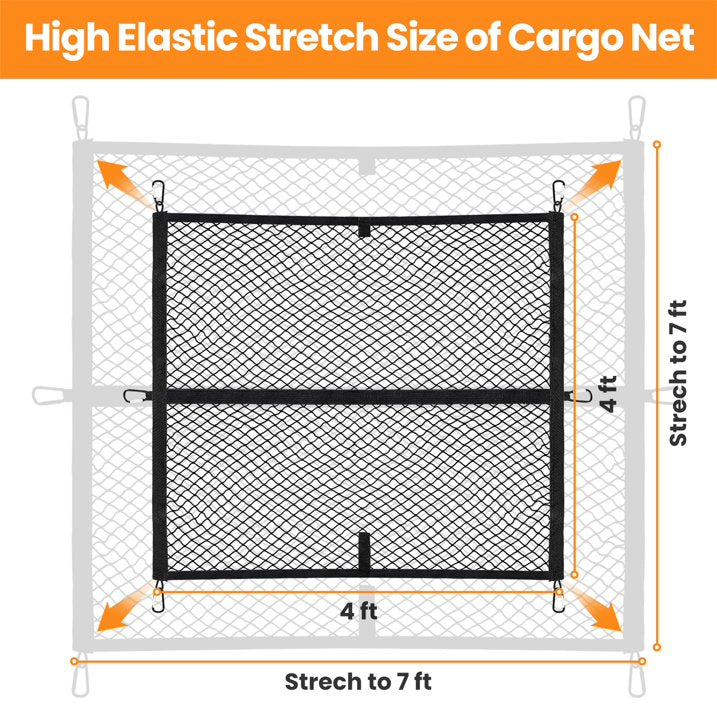 Diamooky 7ft x 7ft Truck Bed Cargo Net – Heavy-Duty Single-Layer Mesh with 8 Hooks, Universal Fit