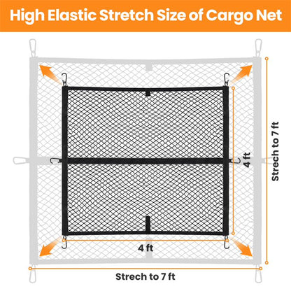 Diamooky 7ft x 7ft Truck Bed Cargo Net – Heavy-Duty Single-Layer Mesh with 8 Hooks, Universal Fit