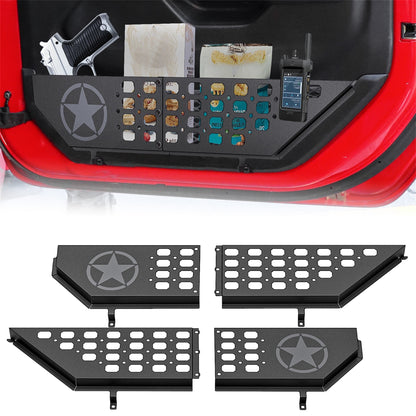 DIAMOOKY Front Door Pocket Storage Box for Jeep Wrangler JL JLU 4XE 2018-2025 & Gladiator JT 2020-2022 2023 2024 2025, 2PCS - Front Door Flat Star