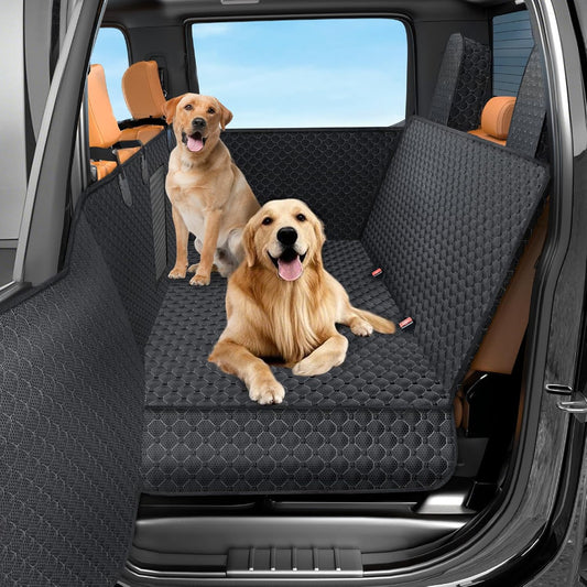 DIAMOOKY Truck Back Seat Cover for Dogs with Car Door Protector, Truck Back Seat Extender Dog Hammock for F150/Silverado 1500/GMC Sierra 1500/RAM 1500/Titan, Holds 420lbs