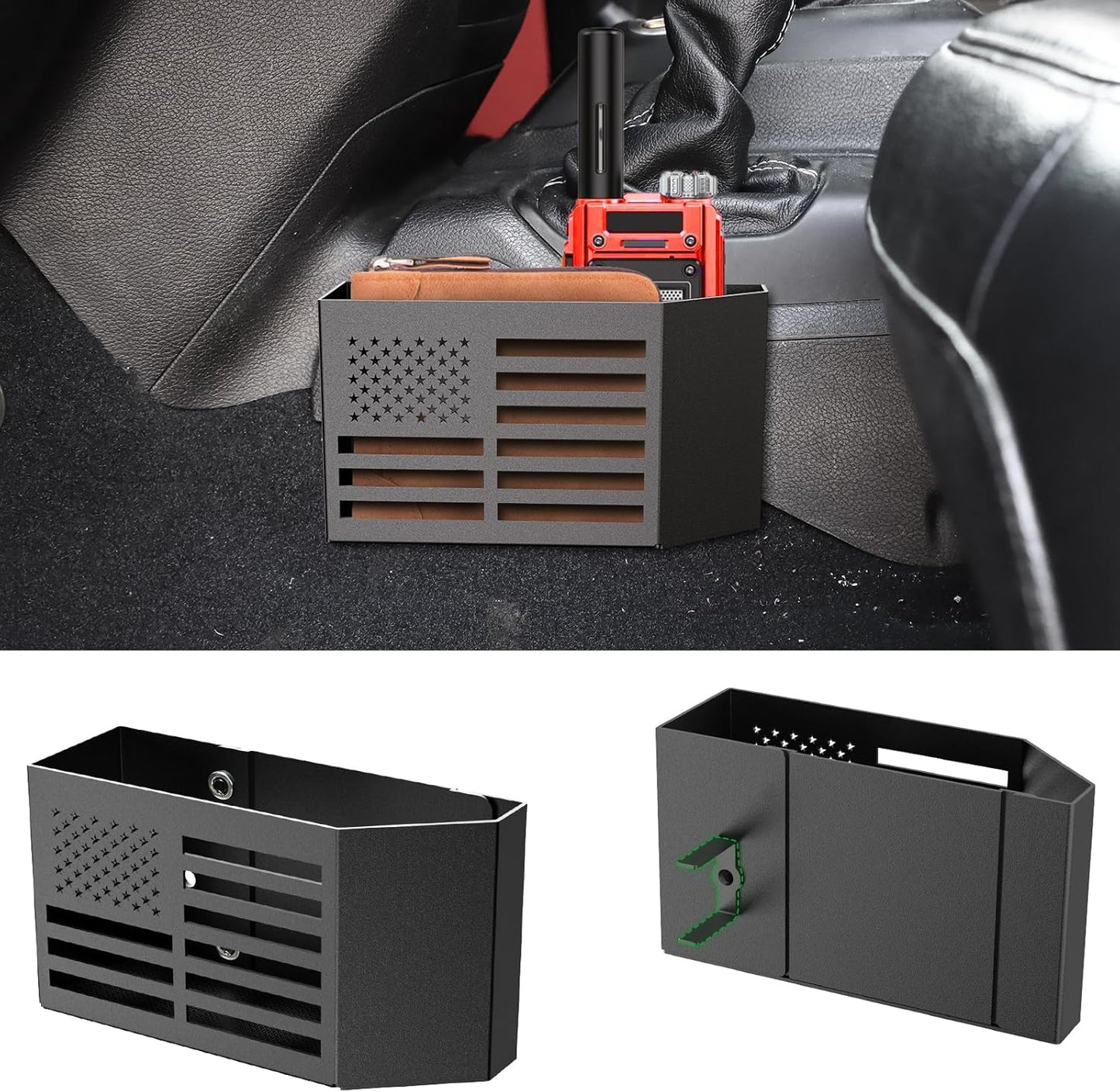 DIAMOOKY Metal Center Console Organizer, Storage Box Tray for Jeep Wrangler Accessories and Jeep Gladiator JL JLU 2025 2024 2023 2022-2018 Rubicon Sahara 4xe, Not for JK/JKU