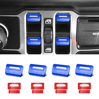 DIAMOOKY Metal Window Switch Button Cover 4PCS for Jeep Wrangler JL JLU 2018-2025 and Gladiator JT 2020-2025 Accessories,Blue
