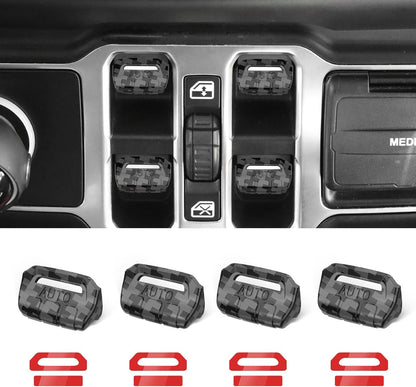 DIAMOOKY Window Switch Button Cover for Jeep Wrangler JL JLU 2025-2018 & Gladiator JT 2020-2025 4PCS, Black