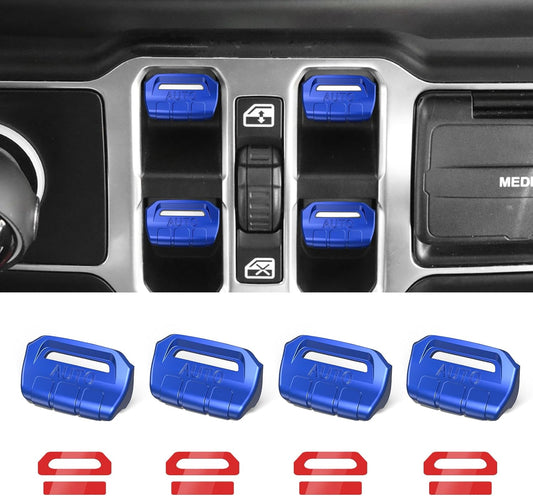 DIAMOOKY Window Switch Button Cover for Jeep Wrangler JL JLU 2025-2018 & Gladiator JT 2020-2025 4PCS, Blue