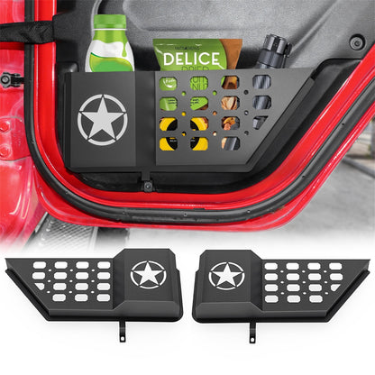 DIAMOOKY Rear Door Pocket Storage Box for Jeep Wrangler JL JLU 4XE 2018-2025 & Gladiator JT 2020-2022 2023 2024 2025, 2PCS - Rear Door Star