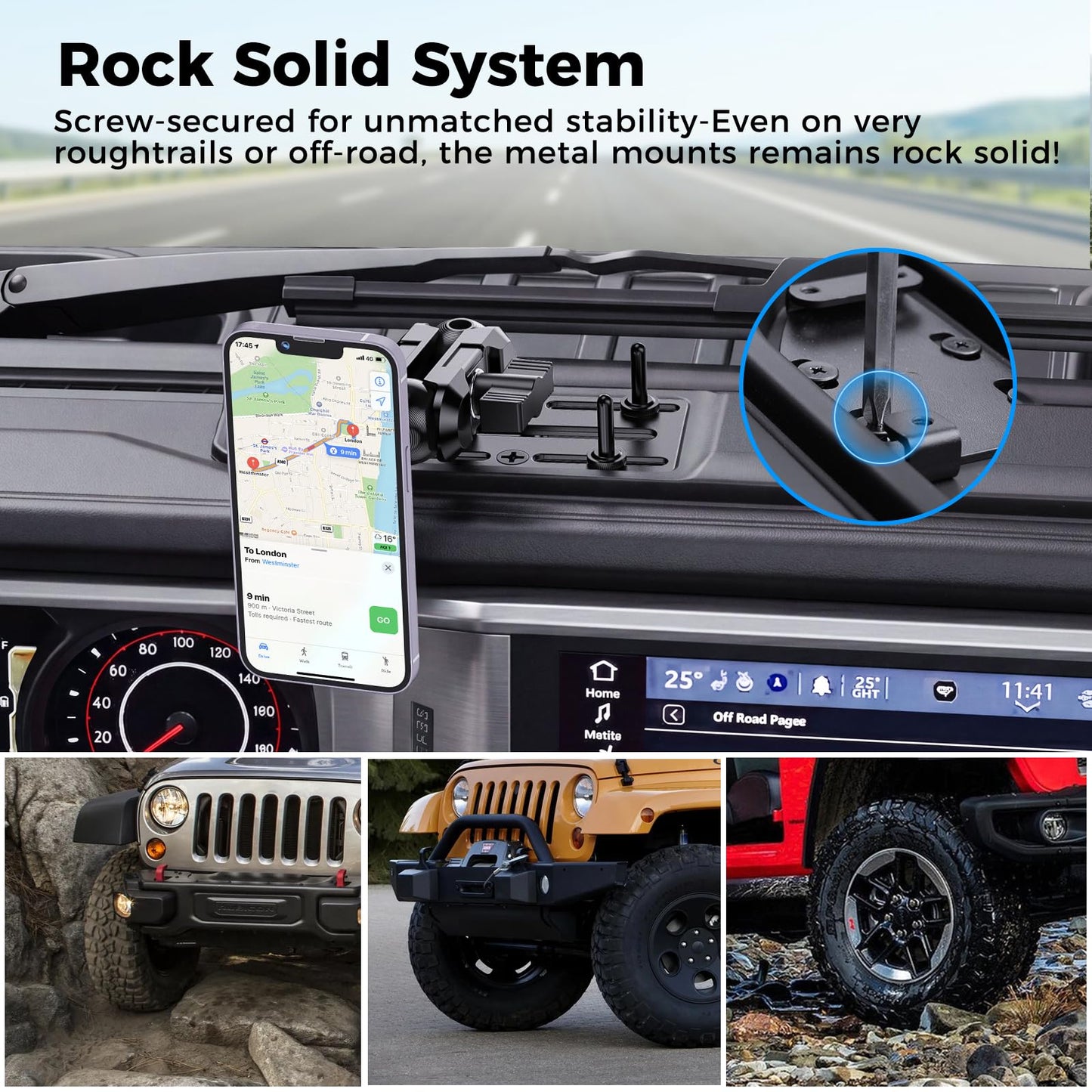 JL/JT Metal Dash Phone Mount Kit（2024-2026）