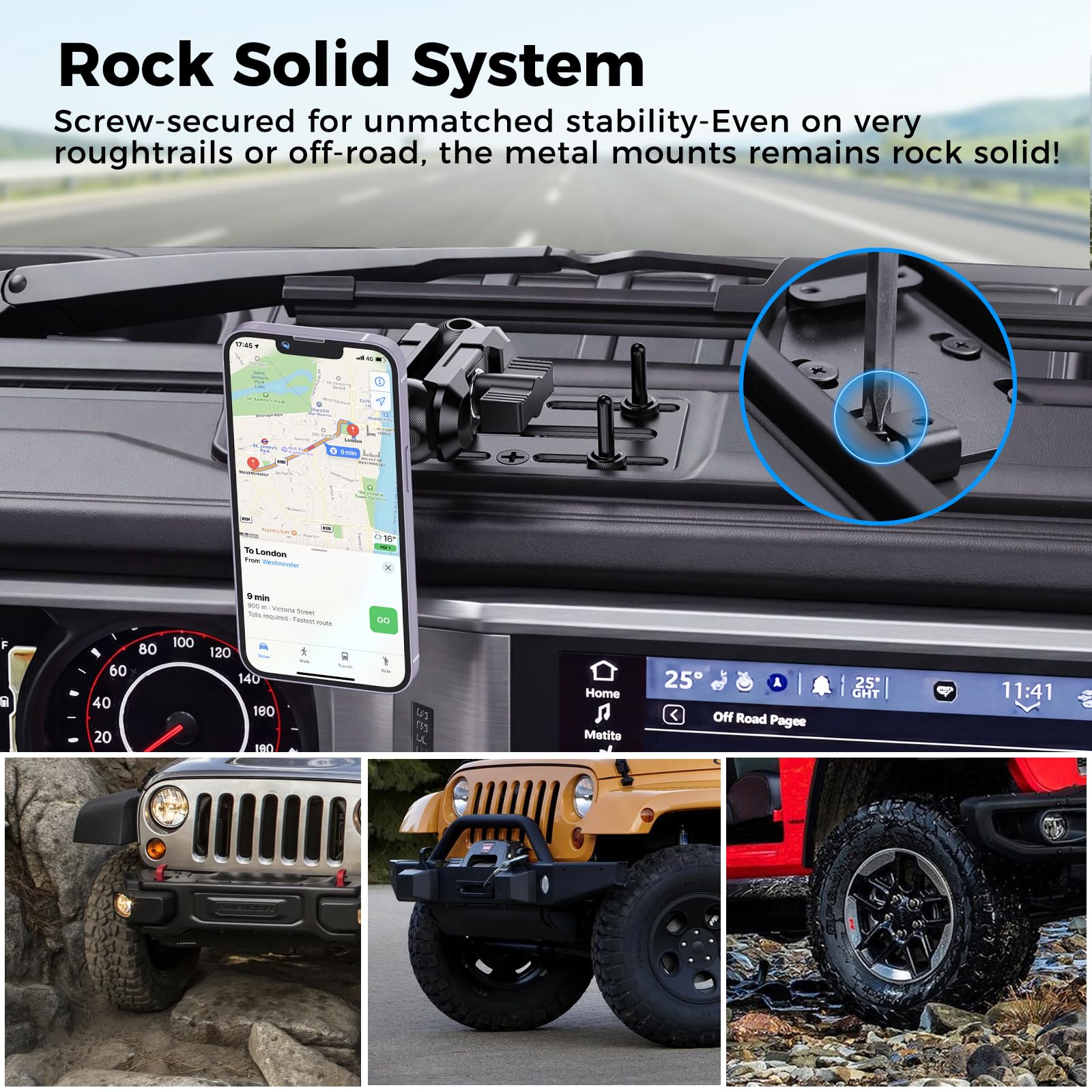 JL/JT Metal Dash Phone Mount Kit（2024-2026）