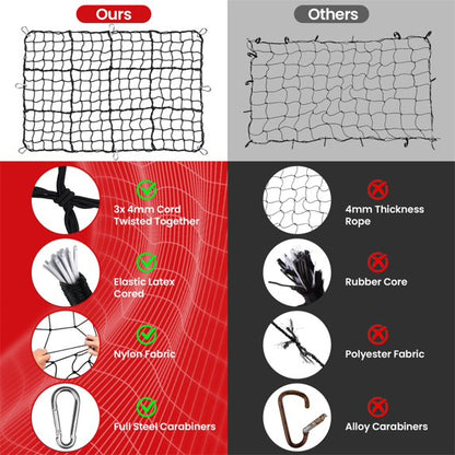 Diamooky 12ft x 8ft Truck Bed Cargo Net – Heavy-Duty Elastic Mesh with 8 Hooks, Universal Fit