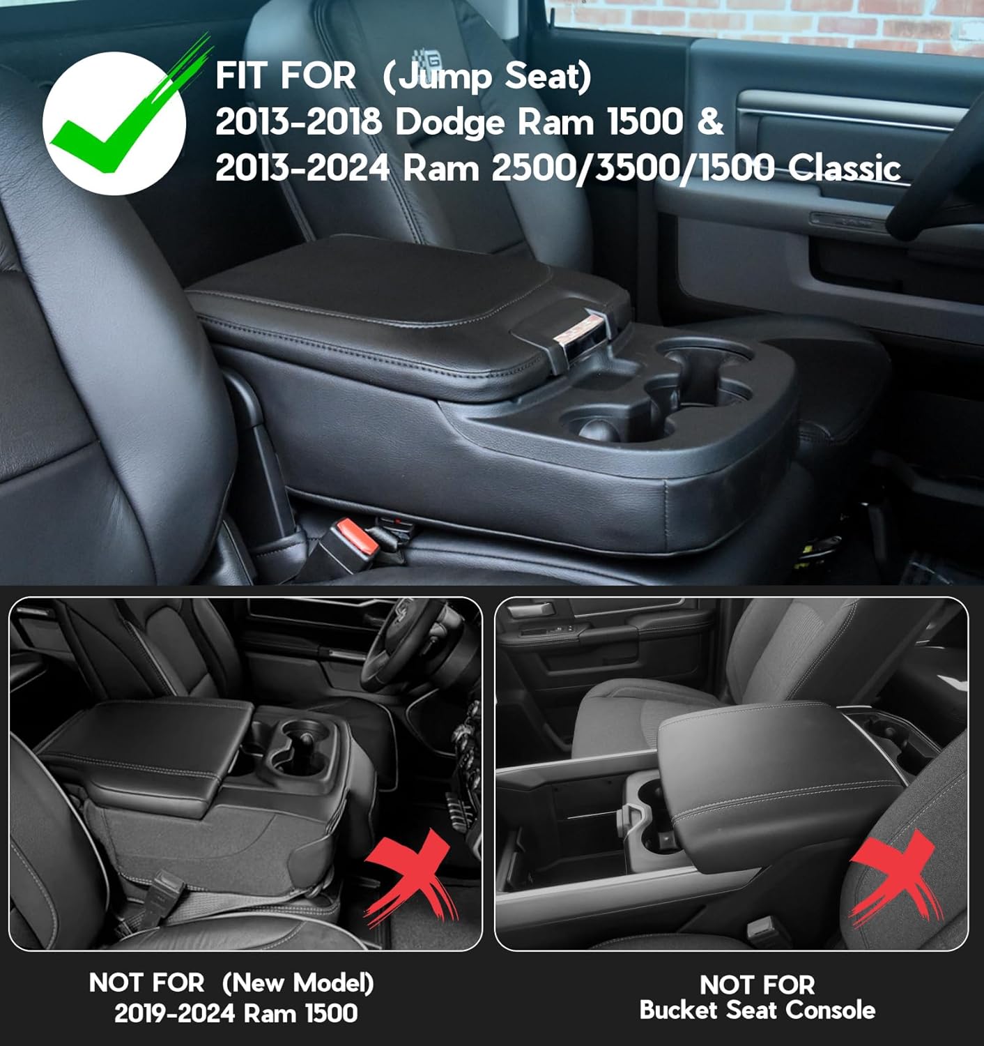 DIAMOOKY PU Leather Center Console Cover