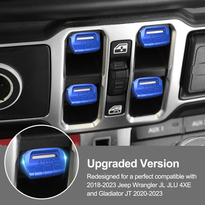 DIAMOOKY Window Switch Button Cover for Jeep Wrangler JL JLU 2025-2018 & Gladiator JT 2020-2025 4PCS, Blue