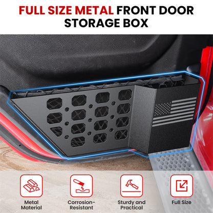 DIAMOOKY Rear Door Pocket Storage Box for Jeep Wrangler JL JLU 4XE 2018-2025 & Gladiator JT 2020-2022 2023 2024 2025, 2PCS - Rear Door Flag