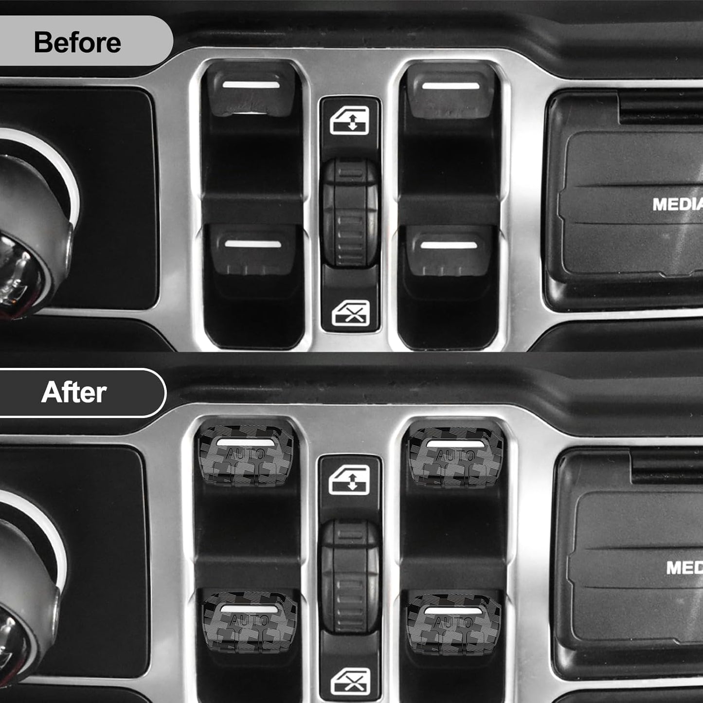 DIAMOOKY Window Switch Button Cover for Jeep Wrangler JL JLU 2025-2018 & Gladiator JT 2020-2025 4PCS, Black