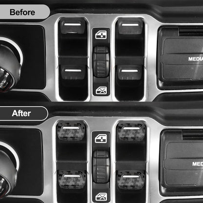 DIAMOOKY Window Switch Button Cover for Jeep Wrangler JL JLU 2025-2018 & Gladiator JT 2020-2025 4PCS, Black