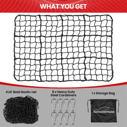 Diamooky 12ft x 8ft Truck Bed Cargo Net – Heavy-Duty Elastic Mesh with 8 Hooks, Universal Fit