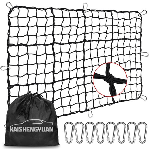 Diamooky 12ft x 8ft Truck Bed Cargo Net – Heavy-Duty Elastic Mesh with 8 Hooks, Universal Fit