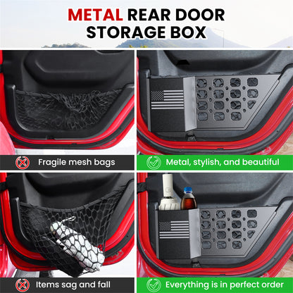 DIAMOOKY Rear Door Pocket Storage Box for Jeep Wrangler JL JLU 4XE 2018-2025 & Gladiator JT 2020-2022 2023 2024 2025, 2PCS - Rear Door Flag