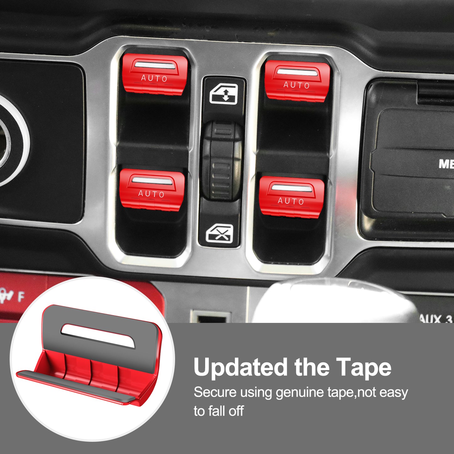 DIAMOOKY Metal Window Switch Button Cover 4PCS for Jeep Wrangler JL JLU 2018-2025 and Gladiator JT 2020-2025 Accessories,Red