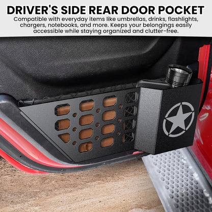 DIAMOOKY Rear Door Pocket Storage Box for Jeep Wrangler JL JLU 4XE 2018-2025 & Gladiator JT 2020-2022 2023 2024 2025, 2PCS - Rear Door Star