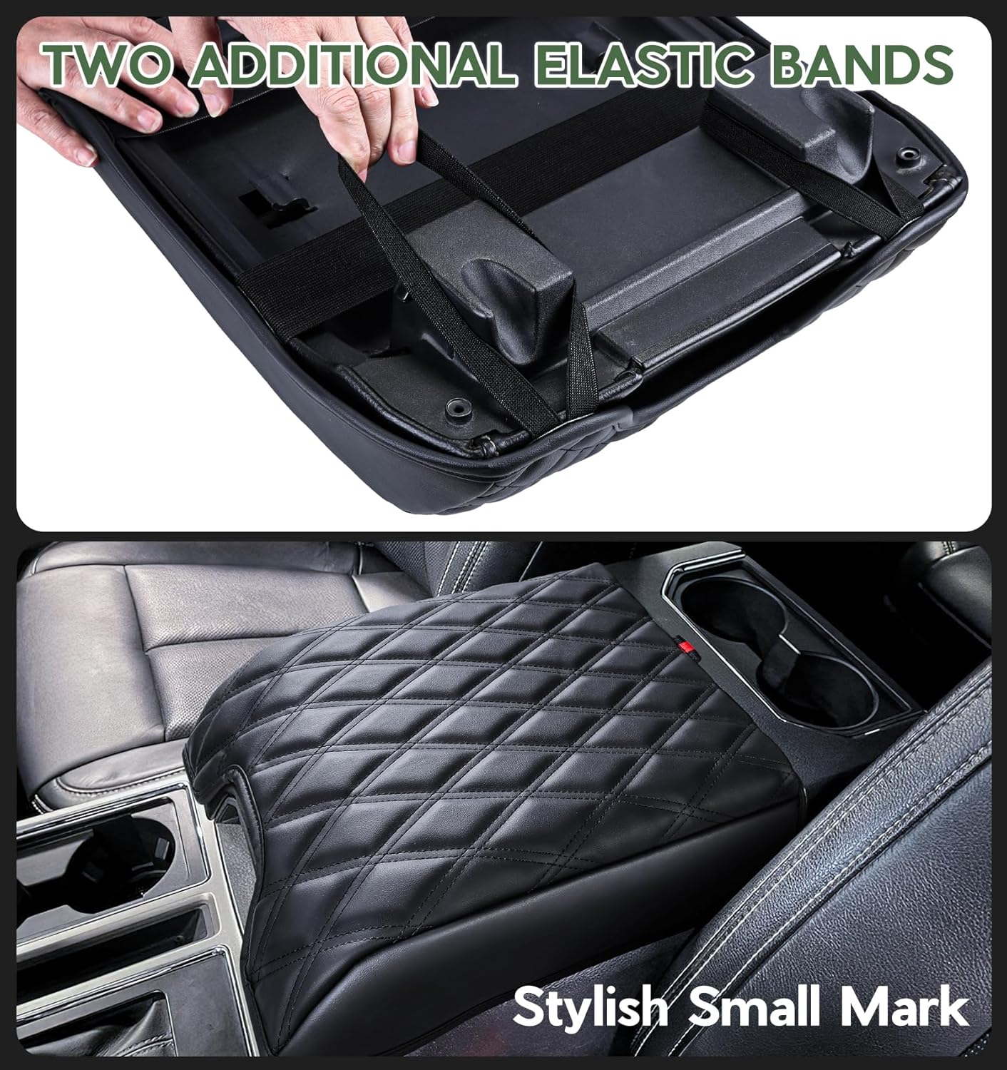 DIAMOOKY Center Console Cover Armrest Cover Compatible with Ford F150 2015-2020, F250 F350 F450 2017-2022, Expedition 2018-2024, PU Leather Arm Rest Covering for Car,Truck Interior Accessories