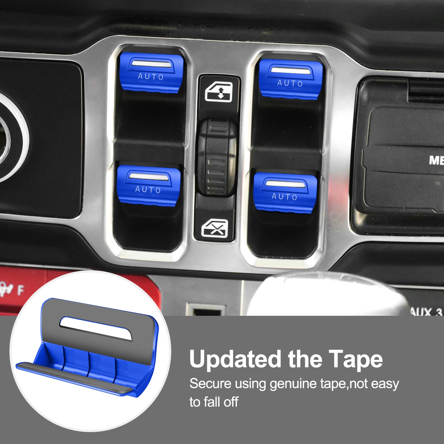 DIAMOOKY Metal Window Switch Button Cover 4PCS for Jeep Wrangler JL JLU 2018-2025 and Gladiator JT 2020-2025 Accessories,Blue