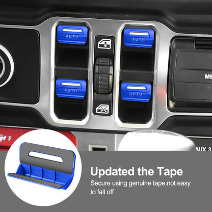 DIAMOOKY Metal Window Switch Button Cover 4PCS for Jeep Wrangler JL JLU 2018-2025 and Gladiator JT 2020-2025 Accessories,Blue