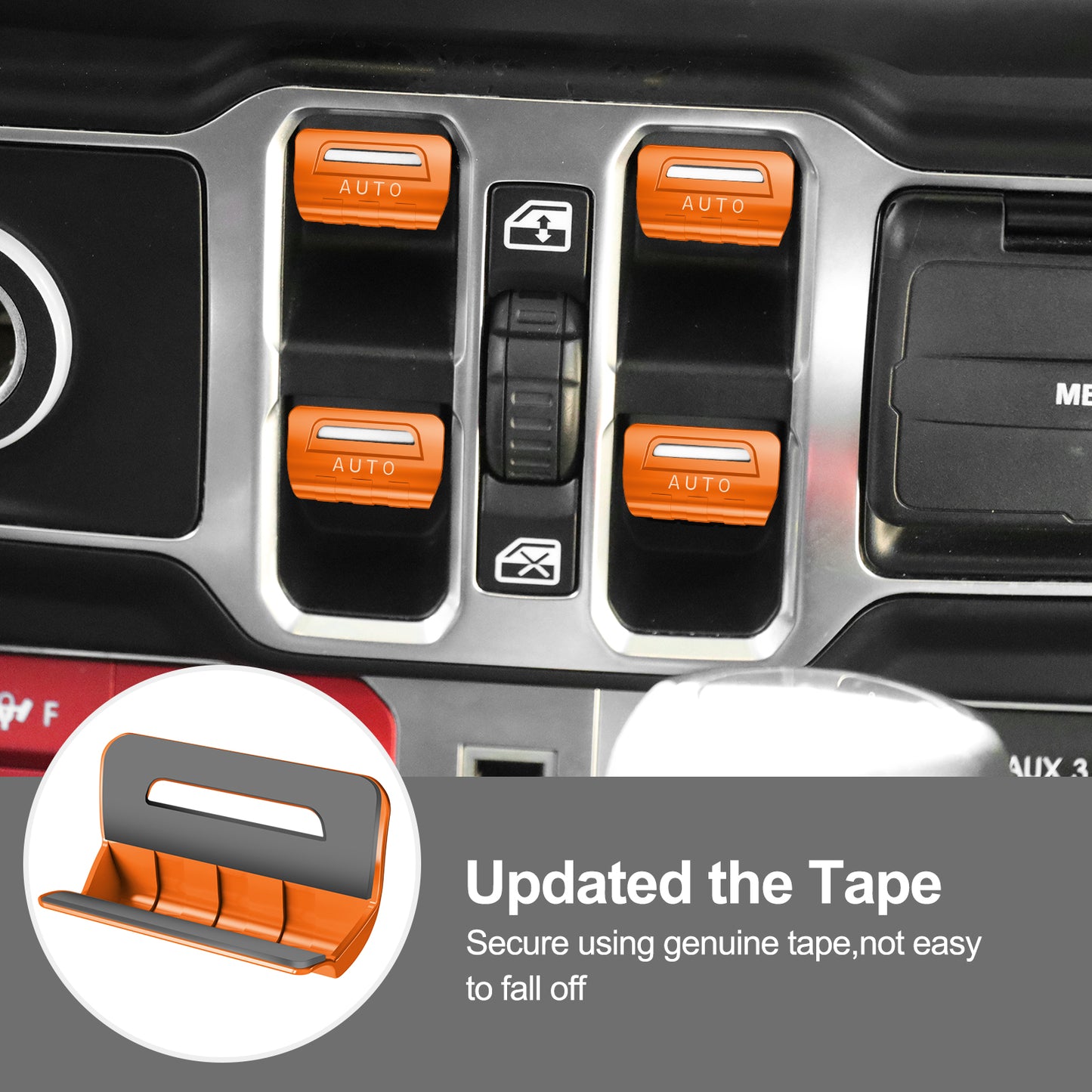 DIAMOOKY Metal Window Switch Button Cover 4PCS for Jeep Wrangler JL JLU 2018-2025 and Gladiator JT 2020-2025 Accessories,Orange