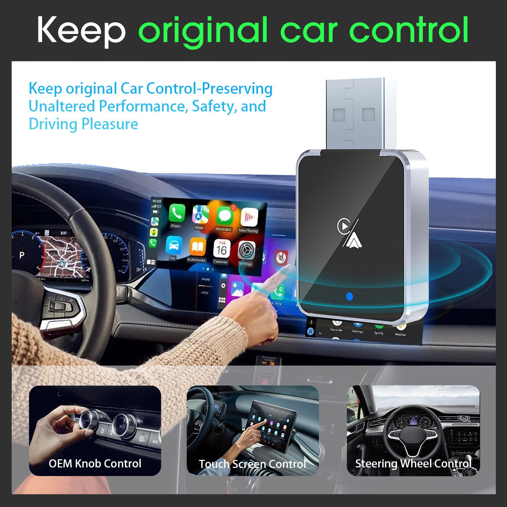 DIAMOOKY Wireless Carplay Adapter, Apple CarPlay and Android Auto Adapter 2 in 1 Convert Wired to Wireless, Plug and Play for iPhone 6+, iOS 10+ & Android 11+, Black