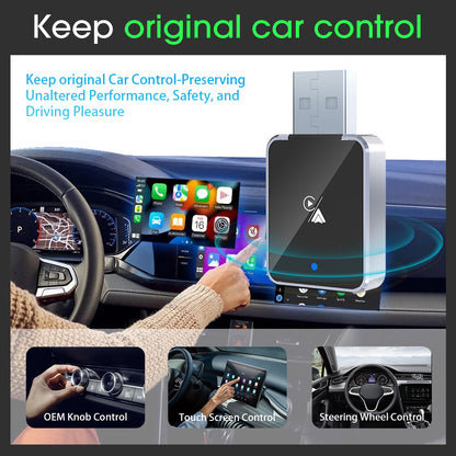 DIAMOOKY Wireless Carplay Adapter, Apple CarPlay and Android Auto Adapter 2 in 1 Convert Wired to Wireless, Plug and Play for iPhone 6+, iOS 10+ & Android 11+, Black