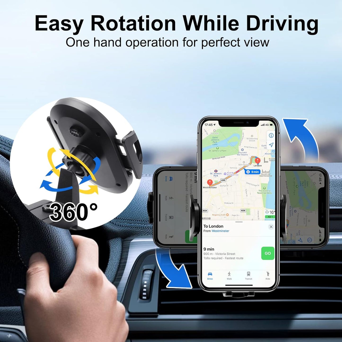 DIAMOOKY Phone Mount for 2018-2023 Jeep Wrangler JL JLU & Gladiator JT, Phone Holder Dash Tray System Kit with Metal Rod Extension Arm 360° Adjustable