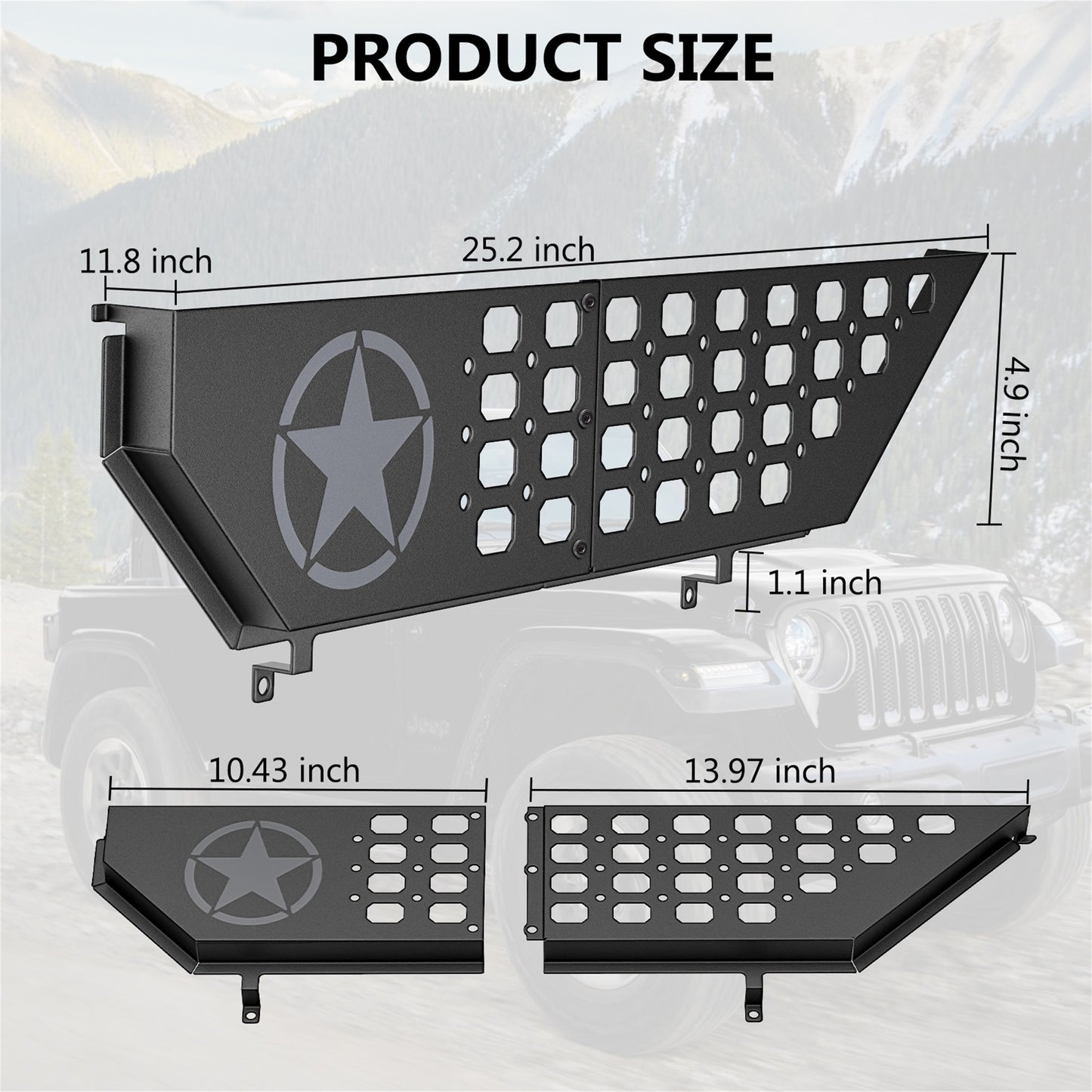 DIAMOOKY Front Door Pocket Storage Box for Jeep Wrangler JL JLU 4XE 2018-2025 & Gladiator JT 2020-2022 2023 2024 2025, 2PCS - Front Door Flat Star