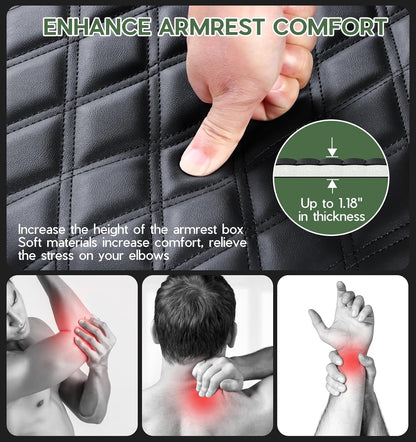 DIAMOOKY Center Console Cover Armrest Cover Compatible with Ford F150 2015-2020, F250 F350 F450 2017-2022, Expedition 2018-2024, PU Leather Arm Rest Covering for Car,Truck Interior Accessories