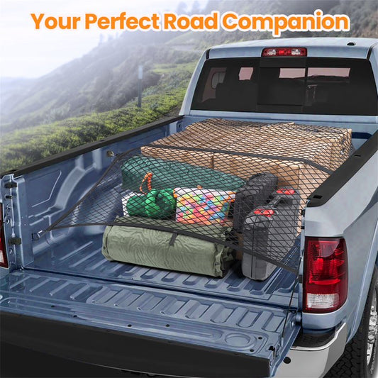 Diamooky 7ft x 7ft Truck Bed Cargo Net – Heavy-Duty Single-Layer Mesh with 8 Hooks, Universal Fit