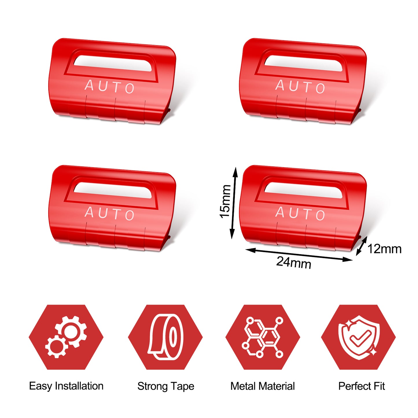 DIAMOOKY Metal Window Switch Button Cover 4PCS for Jeep Wrangler JL JLU 2018-2025 and Gladiator JT 2020-2025 Accessories,Red