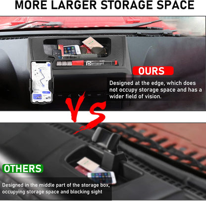 DIAMOOKY Phone Mount for 2011-2017 Jeep Wrangler JK JKU 360°Adjustable Phone Holder Dashboard Tray Storage Box System Kit