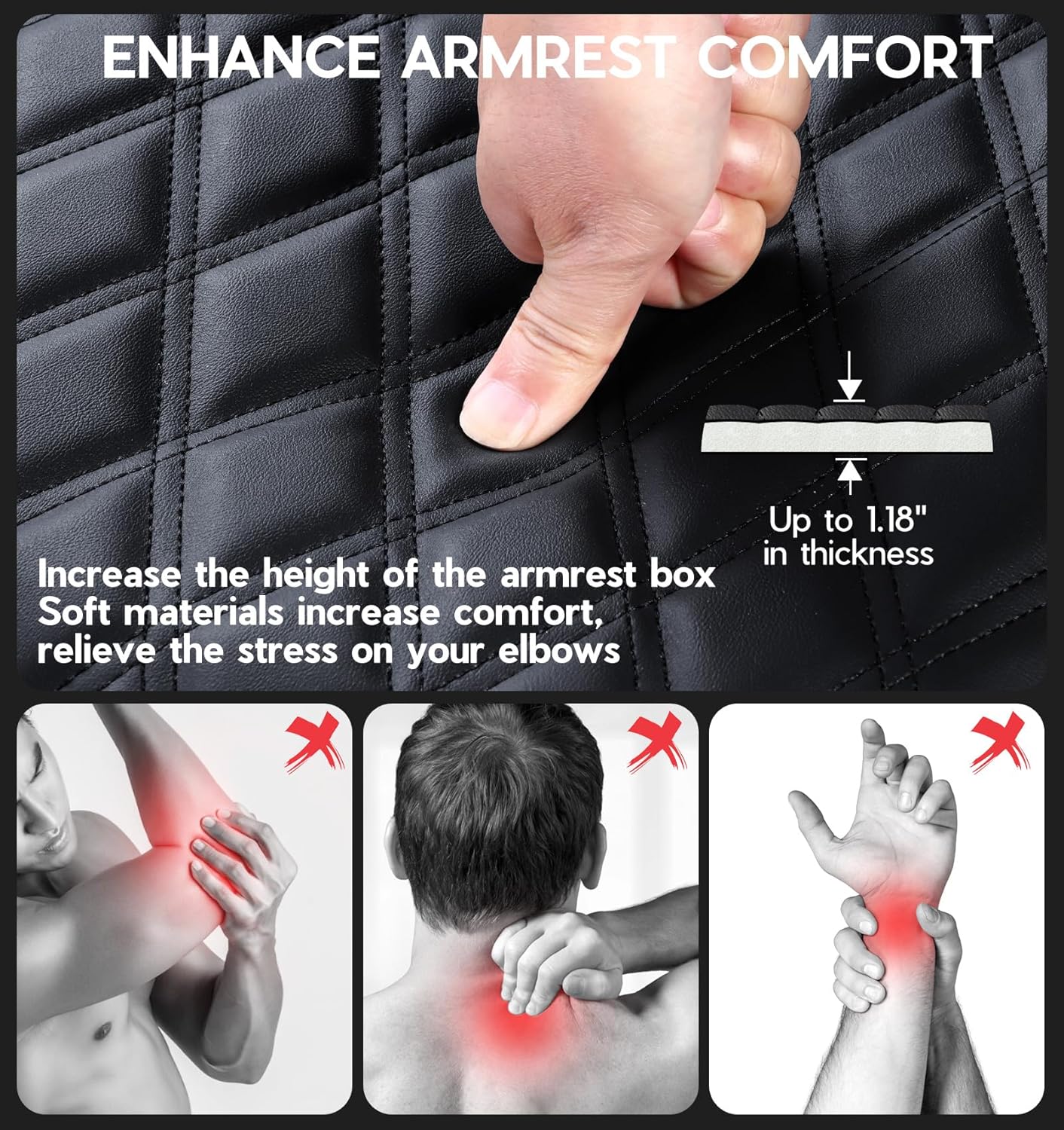 DIAMOOKY PU Leather Center Console Cover