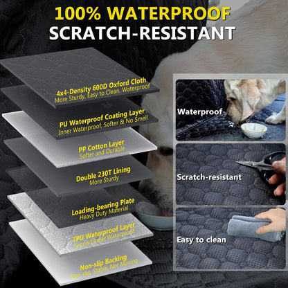 DIAMOOKY Truck Back Seat Cover for Dogs with Car Door Protector, Truck Back Seat Extender Dog Hammock for F150/Silverado 1500/GMC Sierra 1500/RAM 1500/Titan, Holds 420lbs