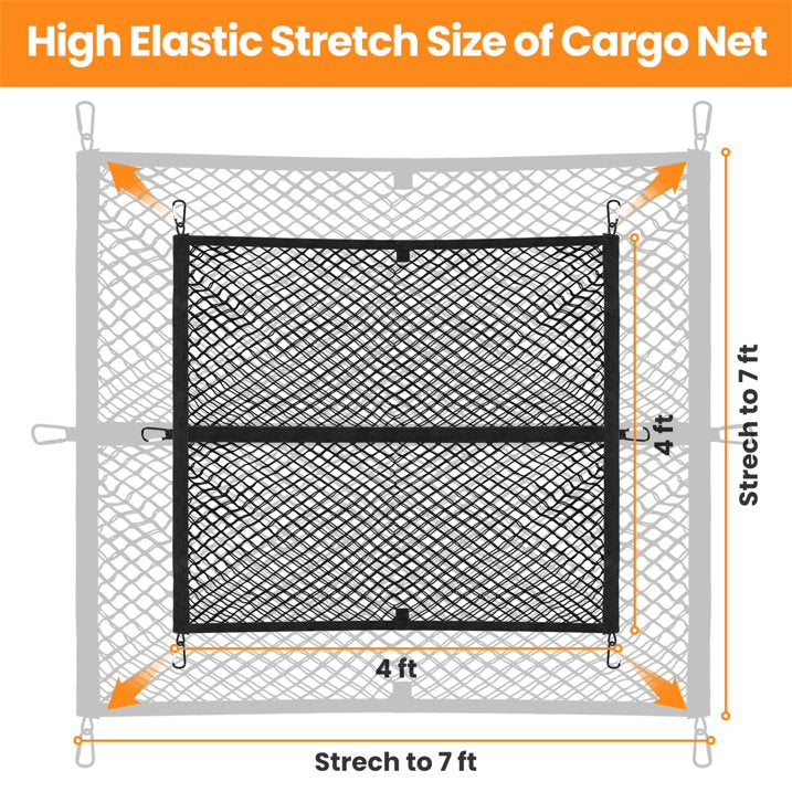Diamooky 7ft x 7ft Truck Bed Cargo Net – Heavy-Duty Double-Layer Mesh with 8 Hooks, Universal Fit