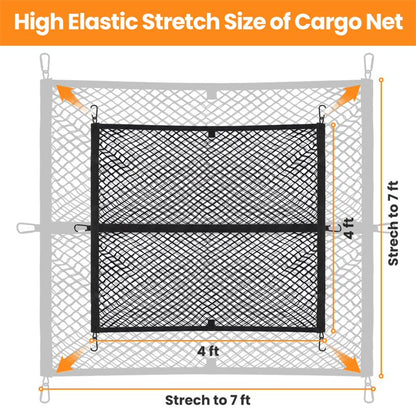 Diamooky 7ft x 7ft Truck Bed Cargo Net – Heavy-Duty Double-Layer Mesh with 8 Hooks, Universal Fit