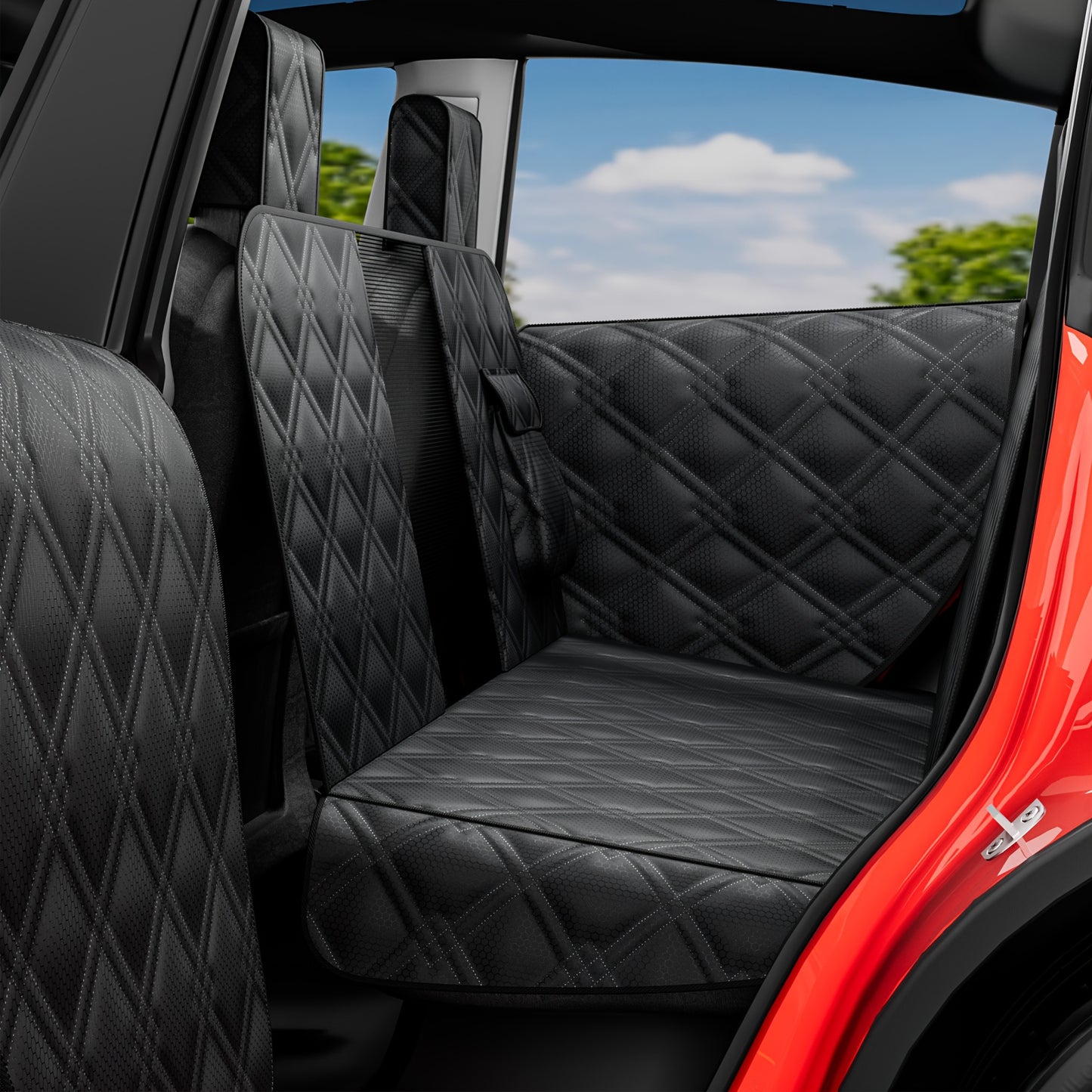 DIAMOOKY Dog Car Seat Cover for Tesla Model Y/3, Dog Hammock Car Seat Extender For Suv with Headrest Door Protector