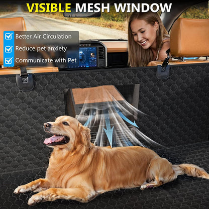 DIAMOOKY Truck Back Seat Cover for Dogs with Car Door Protector, Truck Back Seat Extender Dog Hammock for F150/Silverado 1500/GMC Sierra 1500/RAM 1500/Titan, Holds 420lbs