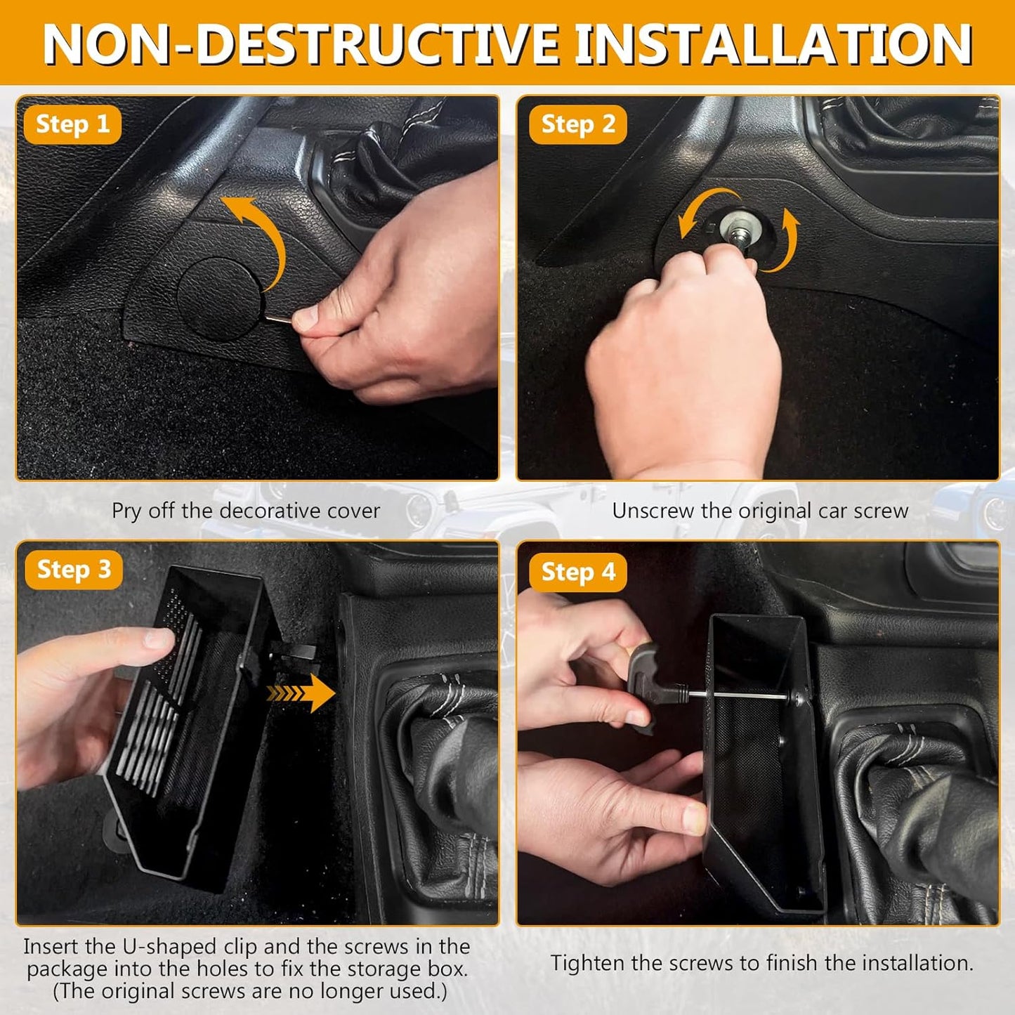 DIAMOOKY Metal Center Console Organizer, Storage Box Tray for Jeep Wrangler Accessories and Jeep Gladiator JL JLU 2025 2024 2023 2022-2018 Rubicon Sahara 4xe, Not for JK/JKU