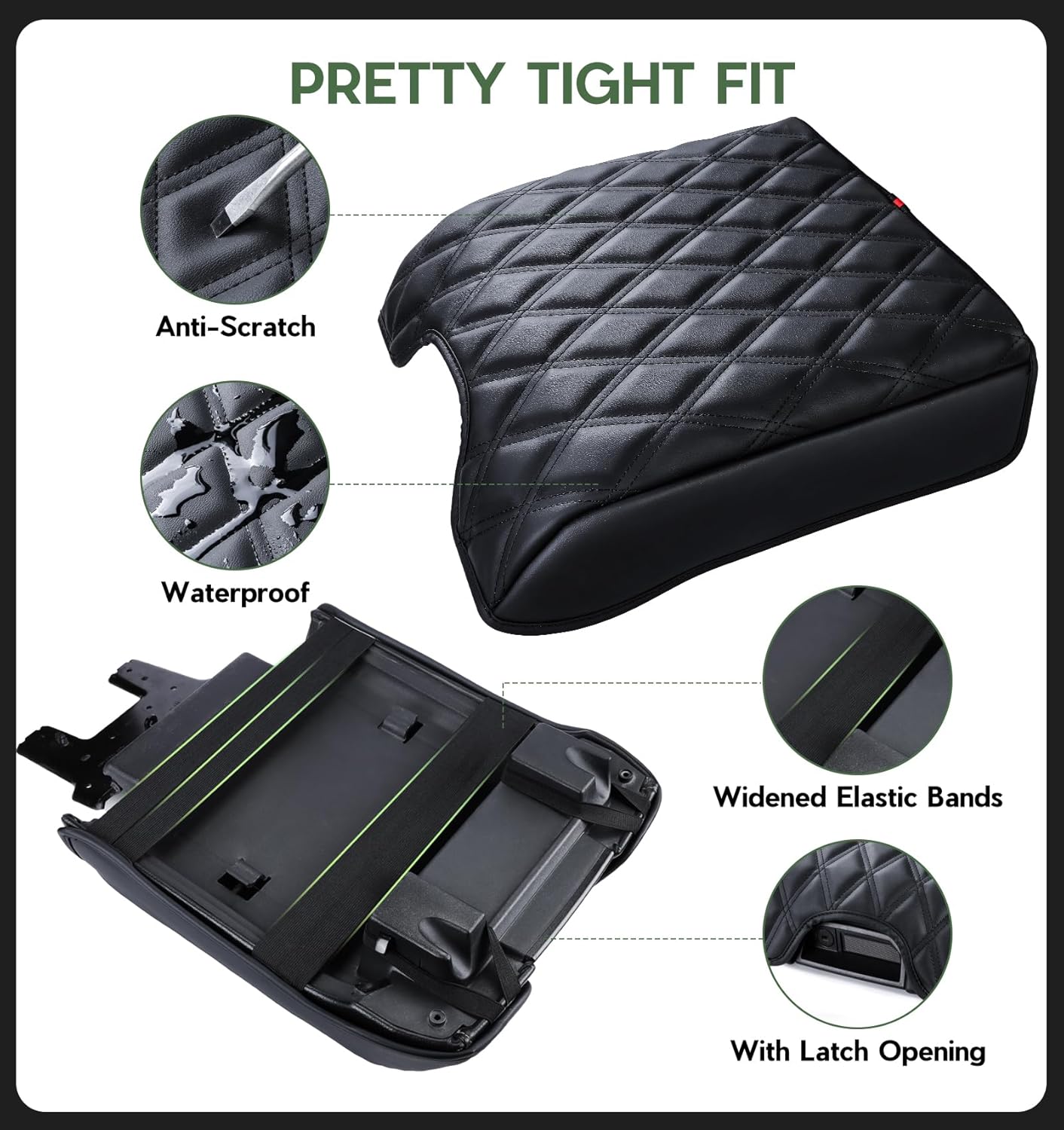 DIAMOOKY Center Console Cover Armrest Cover Compatible with Ford F150 2015-2020, F250 F350 F450 2017-2022, Expedition 2018-2024, PU Leather Arm Rest Covering for Car,Truck Interior Accessories