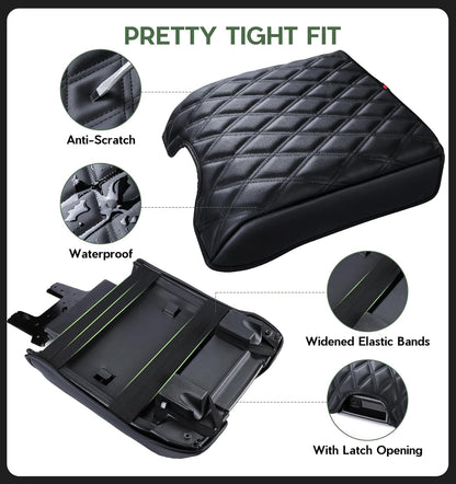 DIAMOOKY Center Console Cover Armrest Cover Compatible with Ford F150 2015-2020, F250 F350 F450 2017-2022, Expedition 2018-2024, PU Leather Arm Rest Covering for Car,Truck Interior Accessories